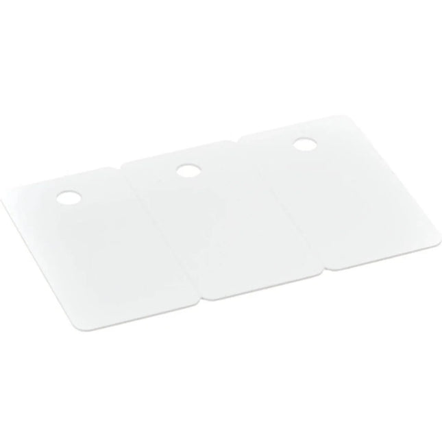 Blank plastic key tags with pre-punched holes, ideal for custom ID card printing