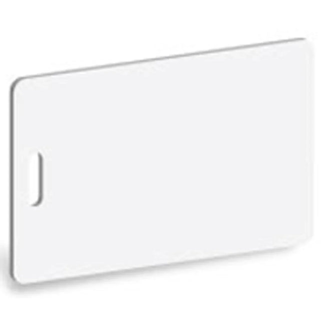 Blank white PVC ID card with slot punch, suitable for badge printing and access cards