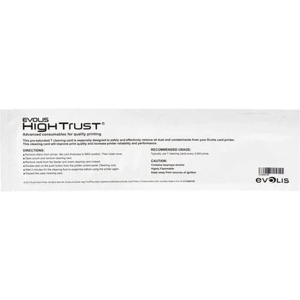 Evolis High Trust printer cleaning card packaging for ID card printer maintenance