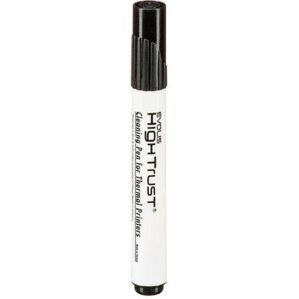 Evolis High Trust cleaning pen for thermal ID card printers, white with black cap, upright