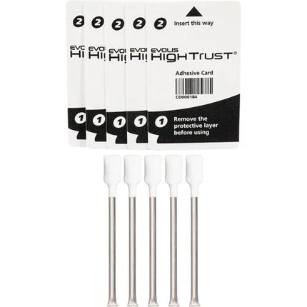 Evolis High Trust adhesive cleaning cards and swabs for ID card printer maintenance