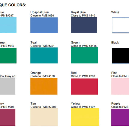 Opaque ID card color swatches in 16 shades including blue, green, red, black, pink, and yellow.