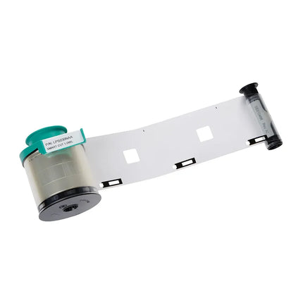 Evolis printer ribbon cartridge for ID card printing, clear film with label P/N: LPS030NAA