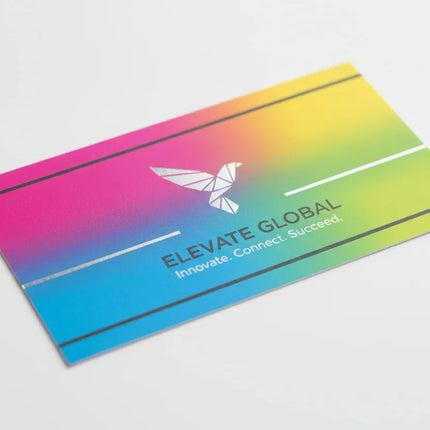 Ultra-smooth rectangular business card with vibrant color printing on white background