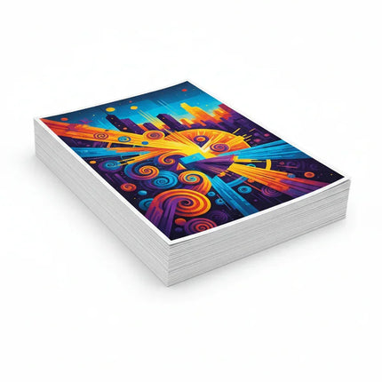 [AI] Vibrant abstract cityscape print posters with swirling colors and urban skyline design