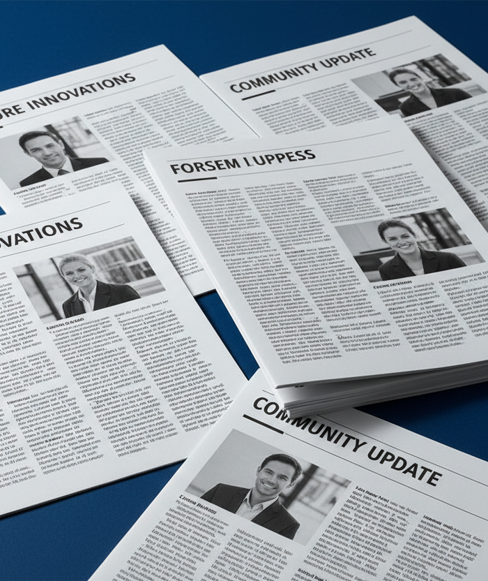 [AI] Newspaper articles on a blue background