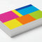 Stack of colorful rectangular business cards on 13pt linen stock, white background