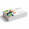 Stack of color printed rectangular business cards on white background, 14pt UV coated stock