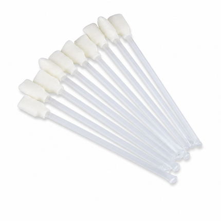 Pack of nine foam-tipped cleaning swabs with white handles for printer maintenance