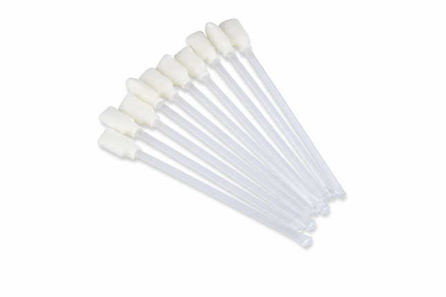 Pack of nine foam-tipped cleaning swabs with white handles for printer maintenance