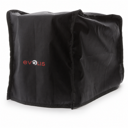 Black Evolis printer dust cover, soft protective cover for card printers.
