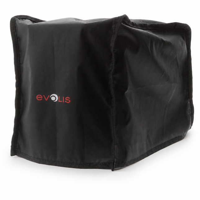 Black Evolis printer dust cover, soft protective cover for card printers.