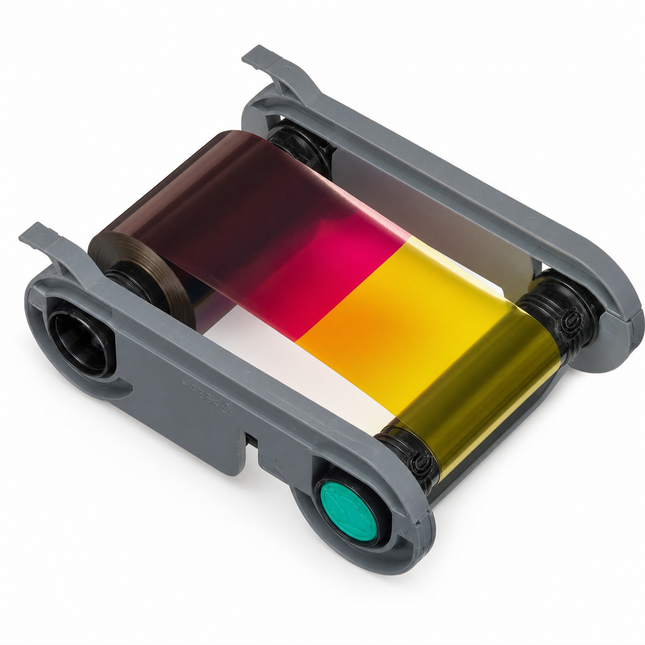 Half panel YMCKO color ribbon cartridge for ID card printer with visible colored panels