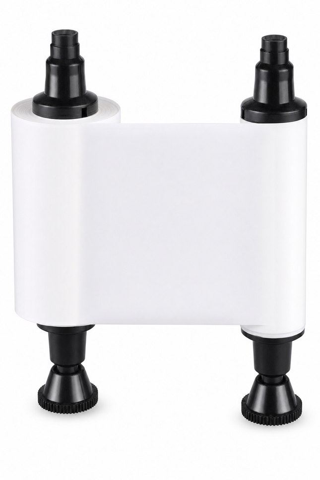 White monochrome printer ribbon for Evolis Easy4pro, used in ID card printing